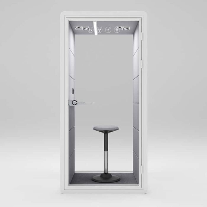 White color S(1) phone booth with chair