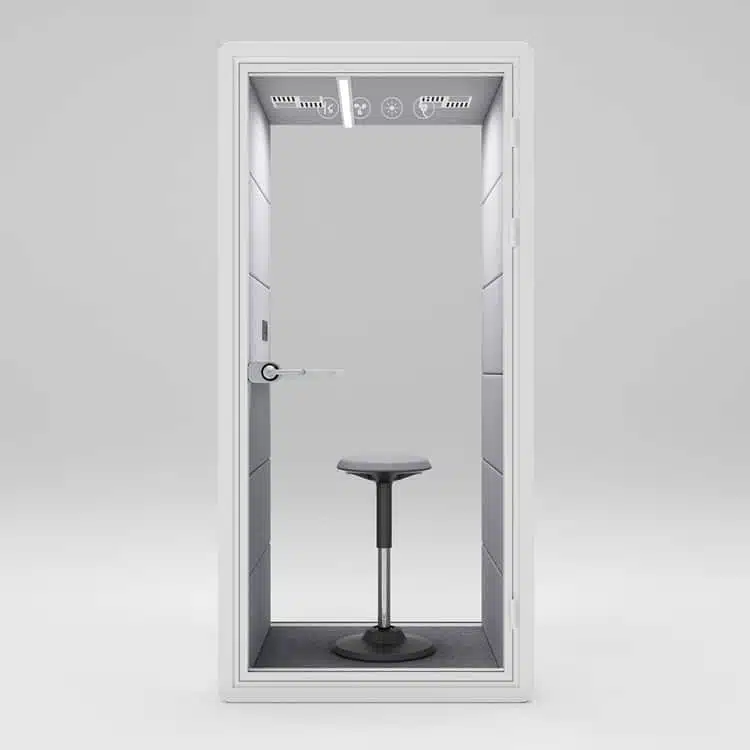 White color S(1) phone booth with chair