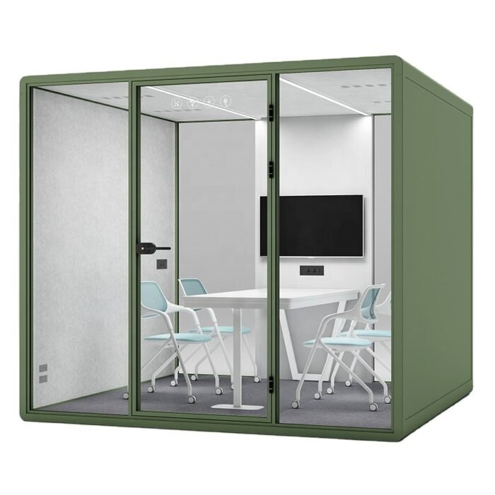 Green color soundproof office pods