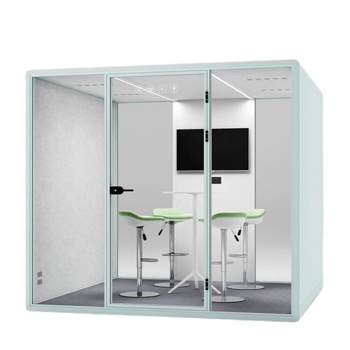 Olive color soundproof office pods